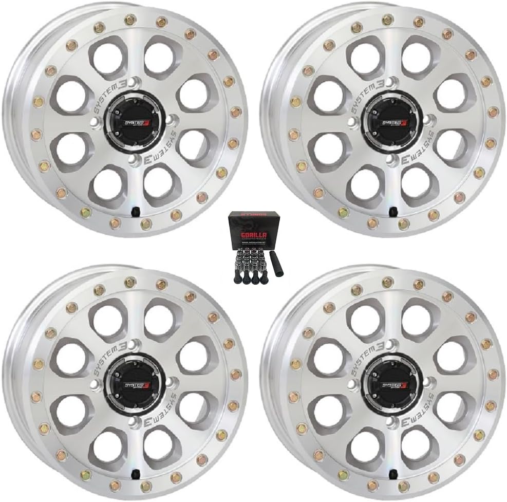 System 3 SB-7 Beadlock 15x10 Wide Wheels Machined Can-Am Maverick X3 / Pioneer 1000