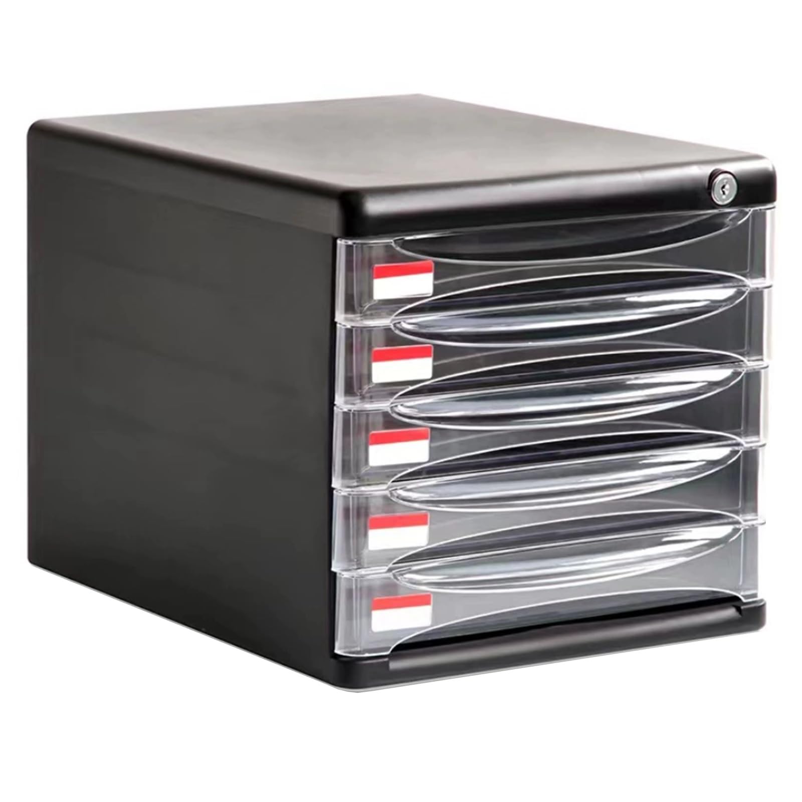 ASerZenith 5-Drawer Lockable Desktop File Cabinet – Clear Plastic Document Nizer For Home Office School – Compact Paper Storage Solution For Easy Access And Nization
