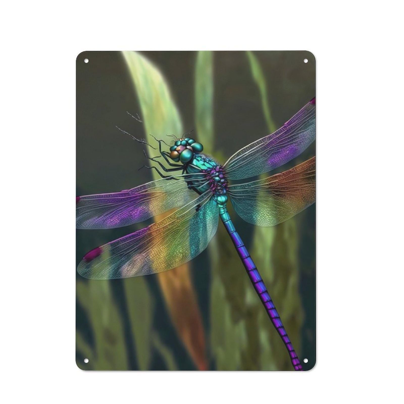 Junmoney Animal Dragonfly Rustic Metal Plaque 40X30cm For Studio Or Craft Room, Suited To Craft Room Decorators