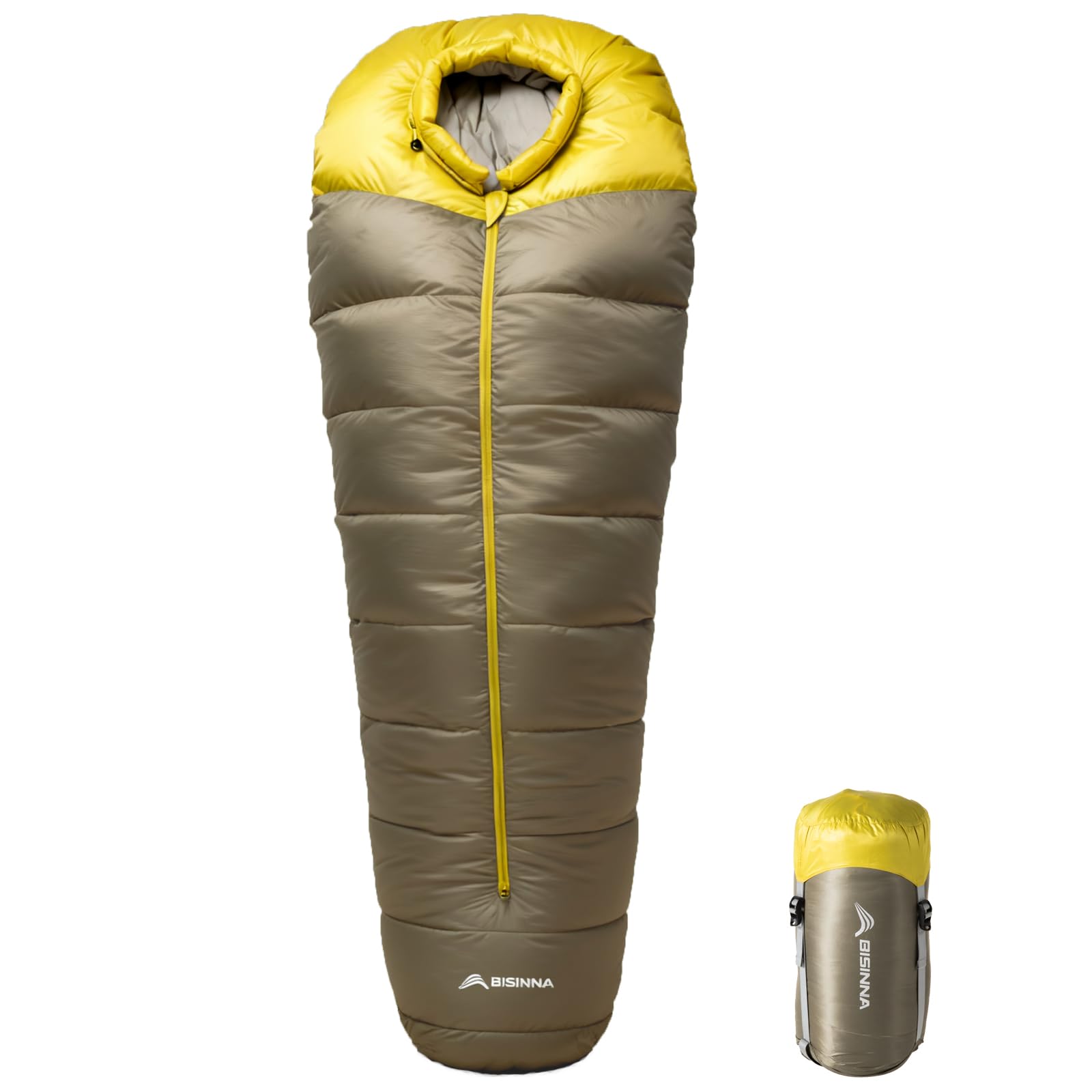 BISINNA Ultralight Mummy Down Sleeping Bag, 0 Degrees Winter, 600-1000g Lightweight Portable, for Hiking, Camping, Outdoor Activities, Road Trips (600g)