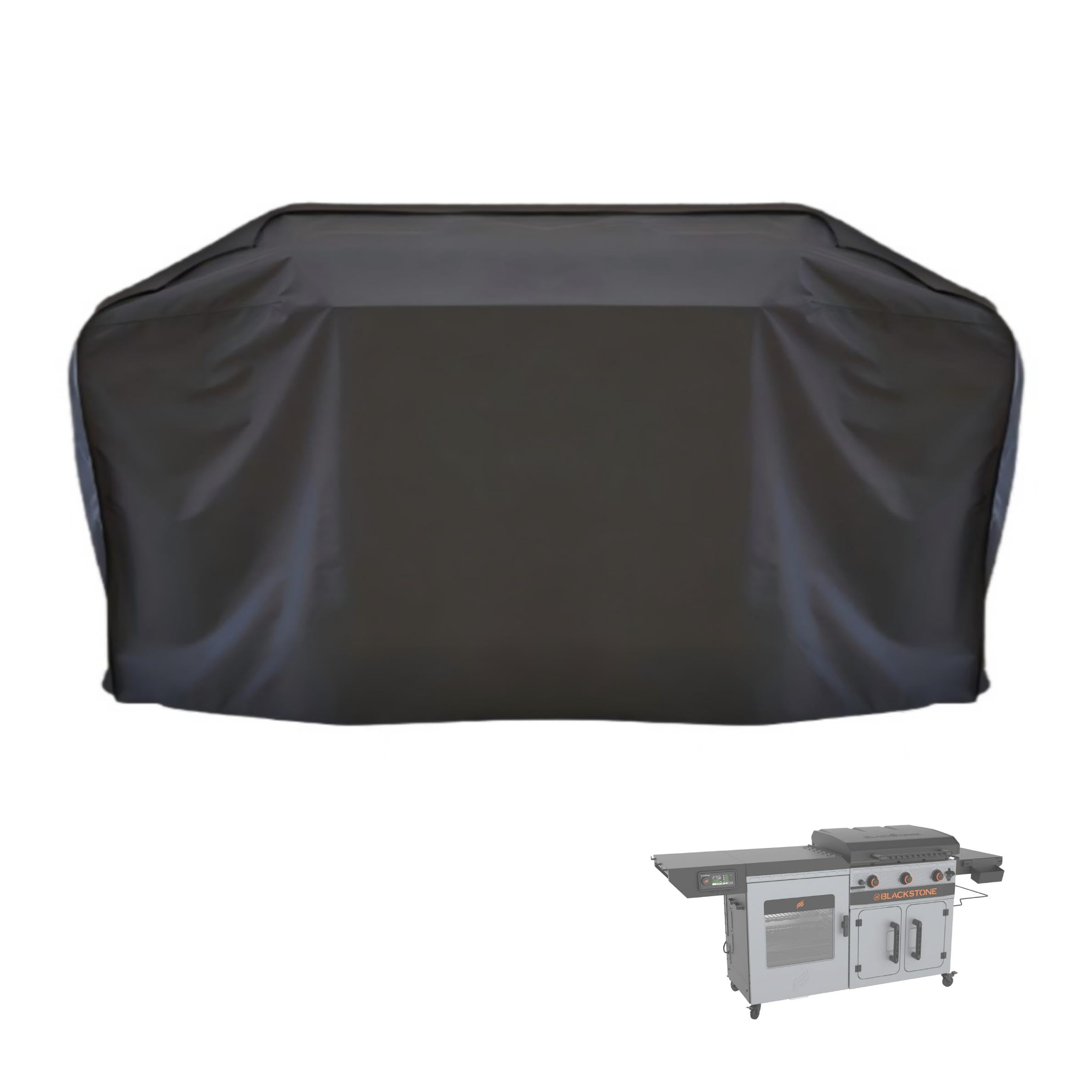 A close-up of the grill cover material showing water beading on its surface, demonstrating its waterproof quality.