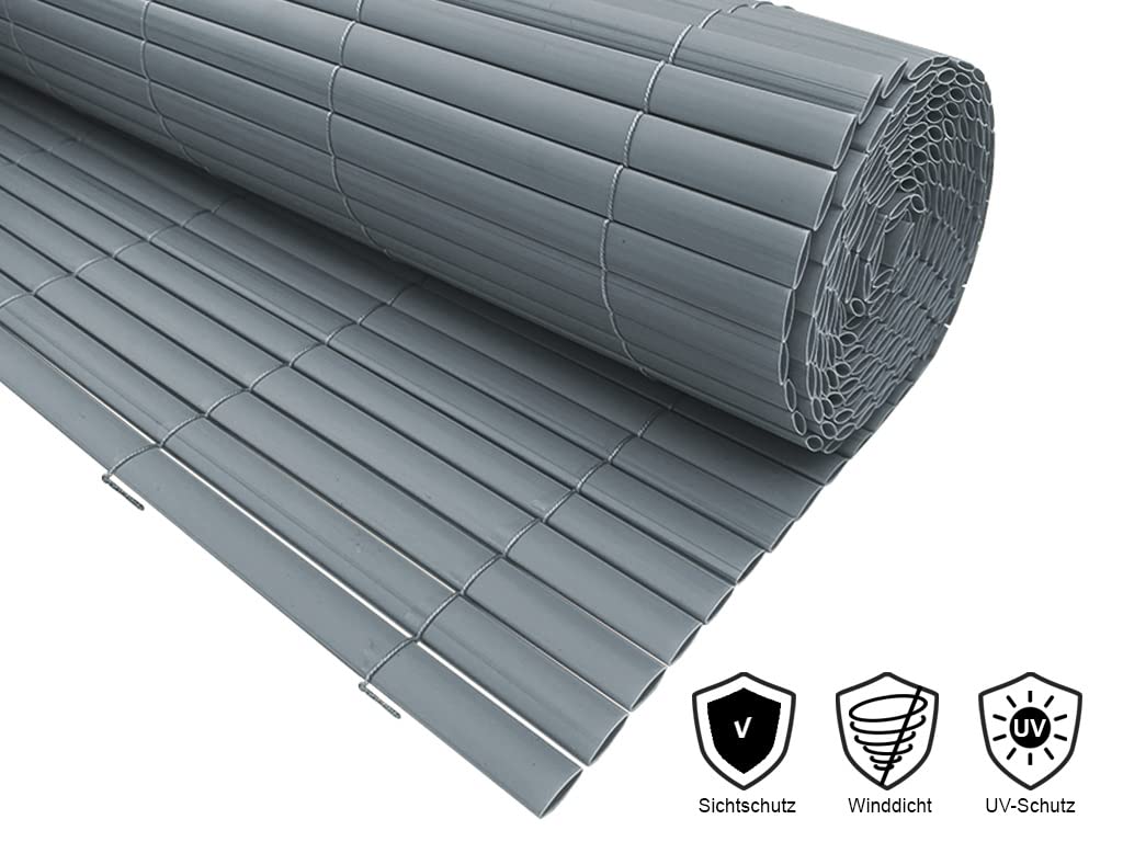 Outgarden PVC-Sichtschutzzaun/Sichtschutzmatte Grau 500 x 150 cm