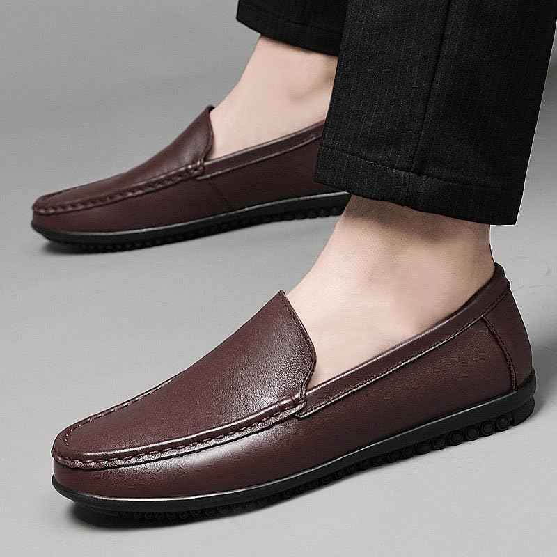 Classic Men's Leather Dress Shoes Slip On Pointed Toe Derby Shoes Classic Formal Business Oxfords Shoes2