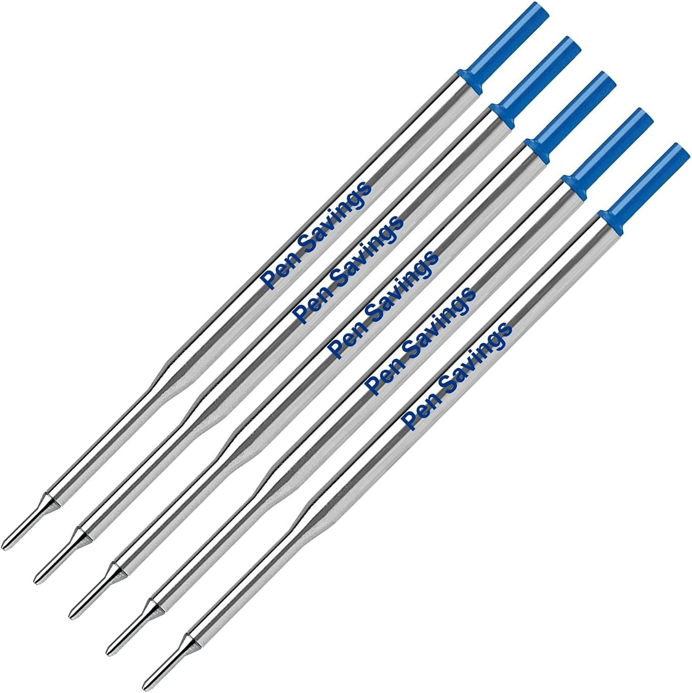 5 Pen Savings Ballpoint Pen Refills Compatible with Papermate Lubriglide, Aspire, PhD Pens, Medium Point, Bulk Packed (Blue)