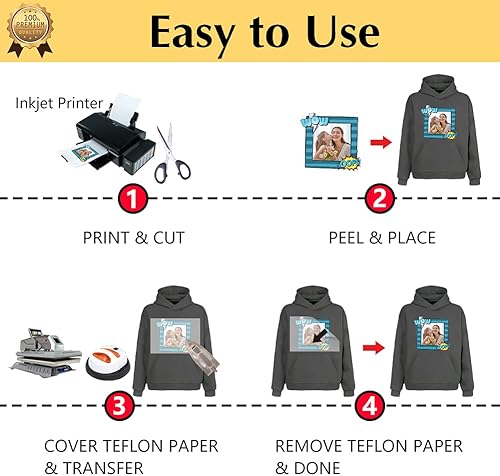 Miniatura 6 de TransOurDream Papel de transferencia de calor para planchar para camisetas y telas oscuras (20 hojas de 8.5 x 11 pulgadas, oscuro 2.0), vinilo de