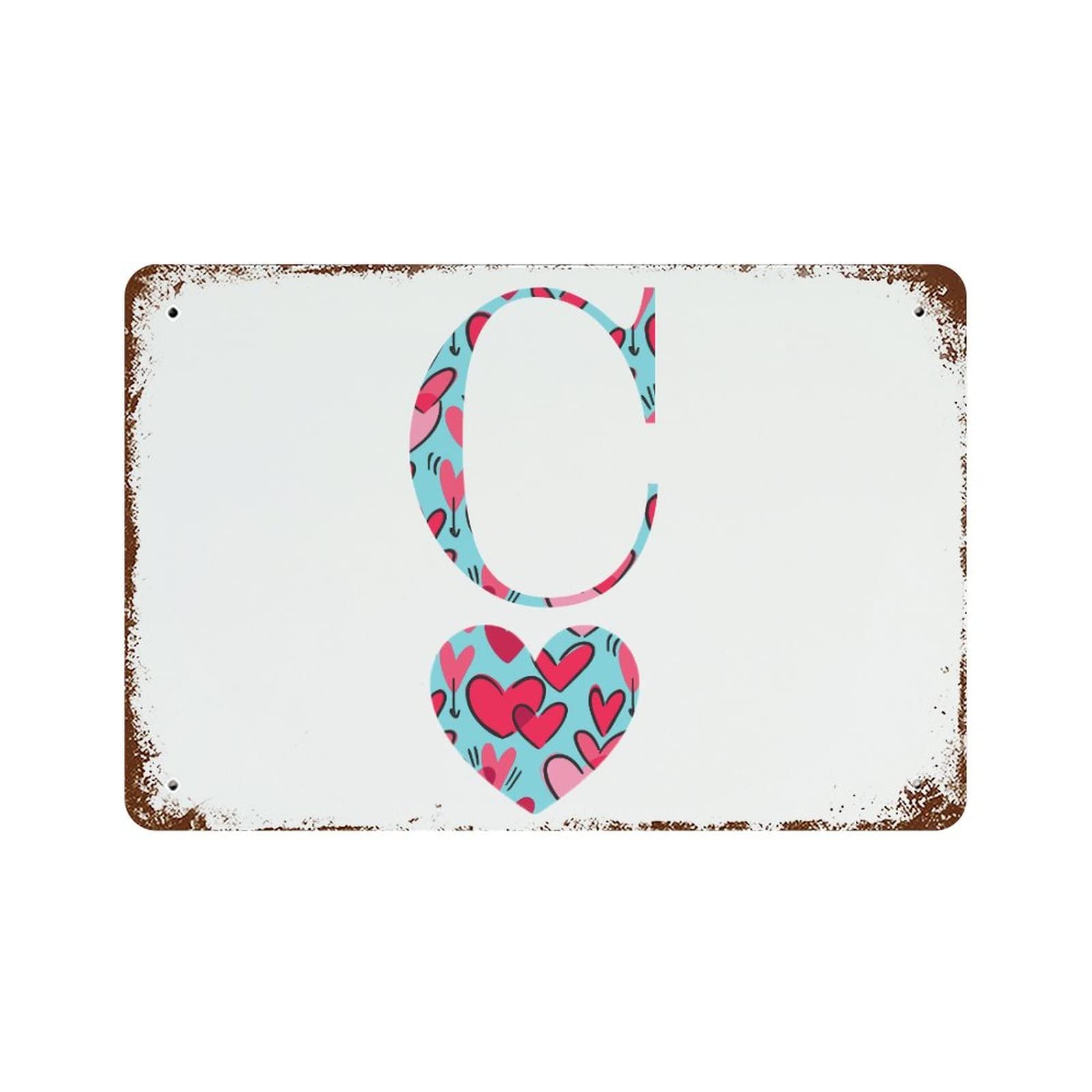 Panneau alphabet C en aluminium vintage de 30,5 x 45,7 cm pour decoration murale retro