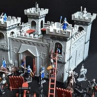 Vista 7 de Medieval Castle Toys, Knights Game Soldiers Model Building Playset, Develop Imagination Color Matching Ability Educational Game, DIY Self Assembled