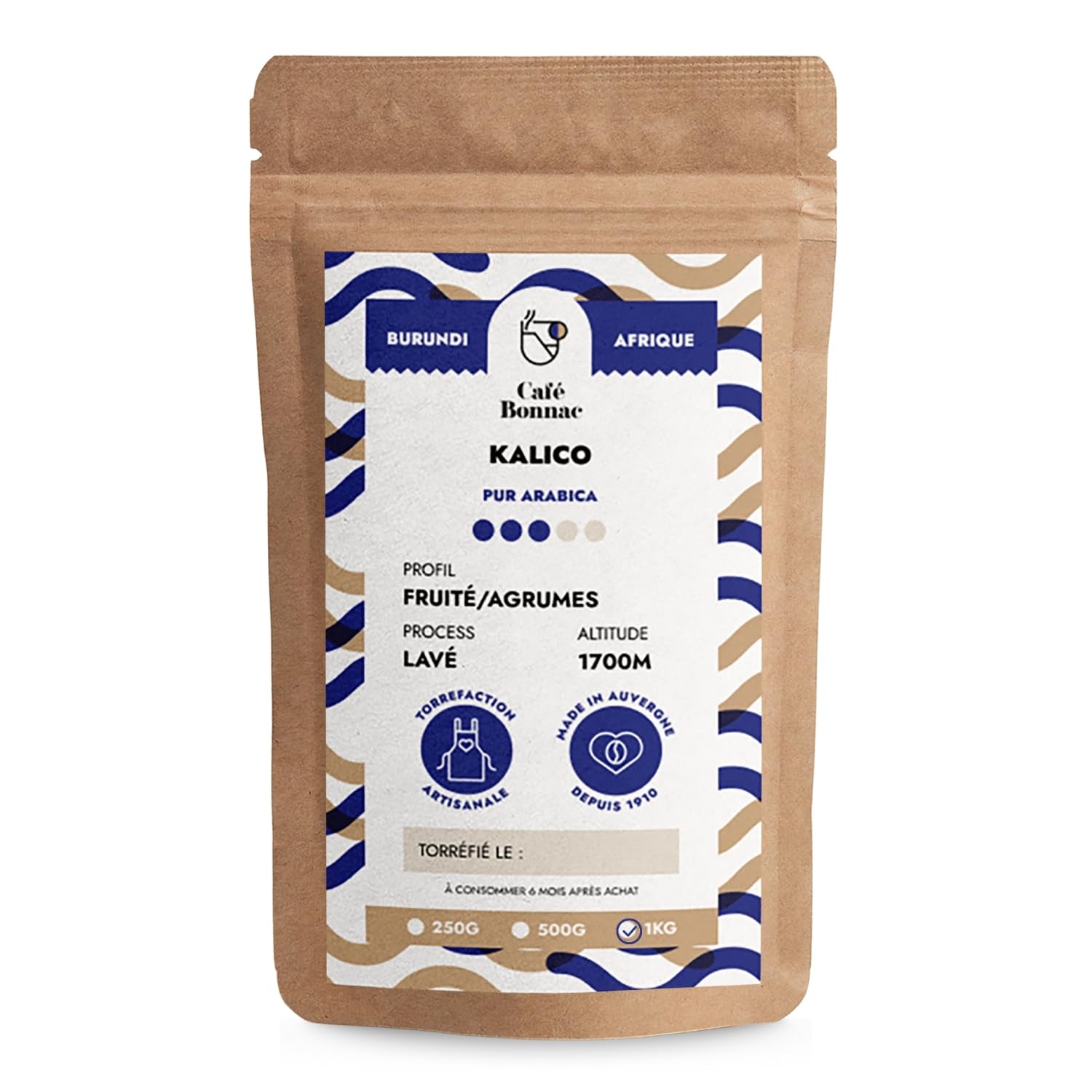 Café Bonnac – Café En Grain Burundi Kalico 1kg | 100% Arabica De Spécialité | Notes De Fruits Rouges Et Caramel | Torréfaction Artisanale Française | Idéal Machine À Grain | Frais