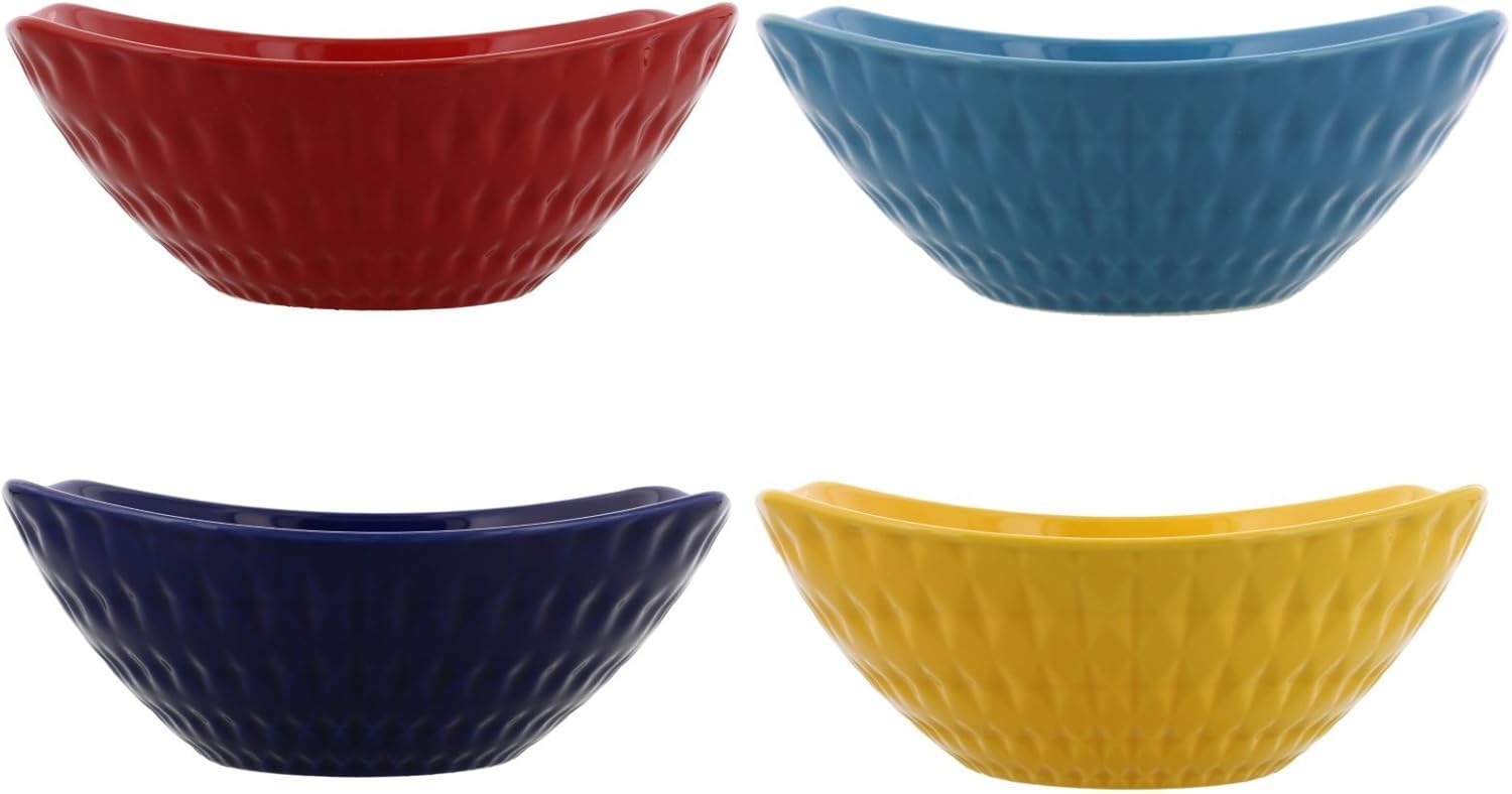 Over and Back 4 Stoneware Serving Bowls Set, Manhattan (4 Colors)