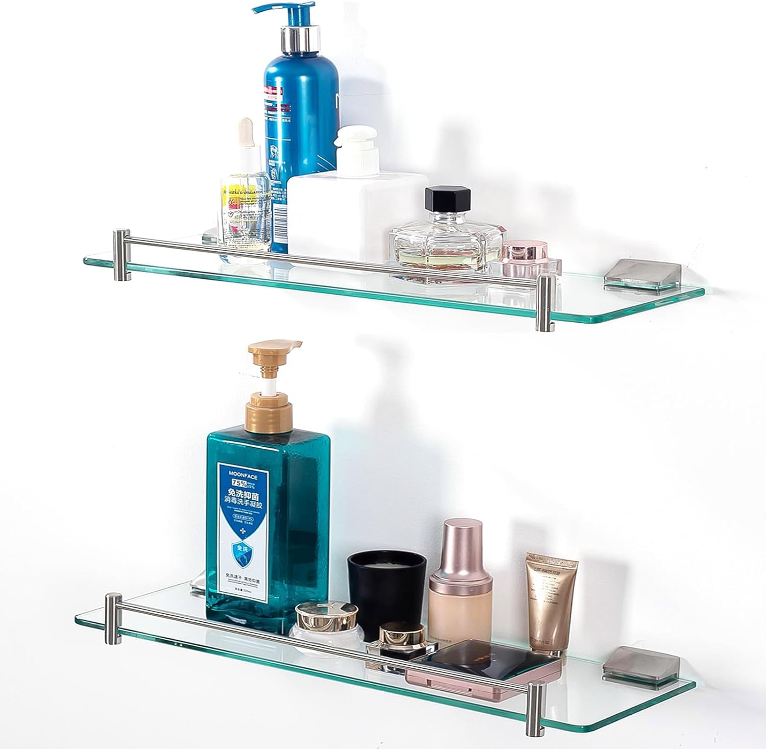 APROTOSS 16 inch Glass Shelf with Rail Add a Touch of