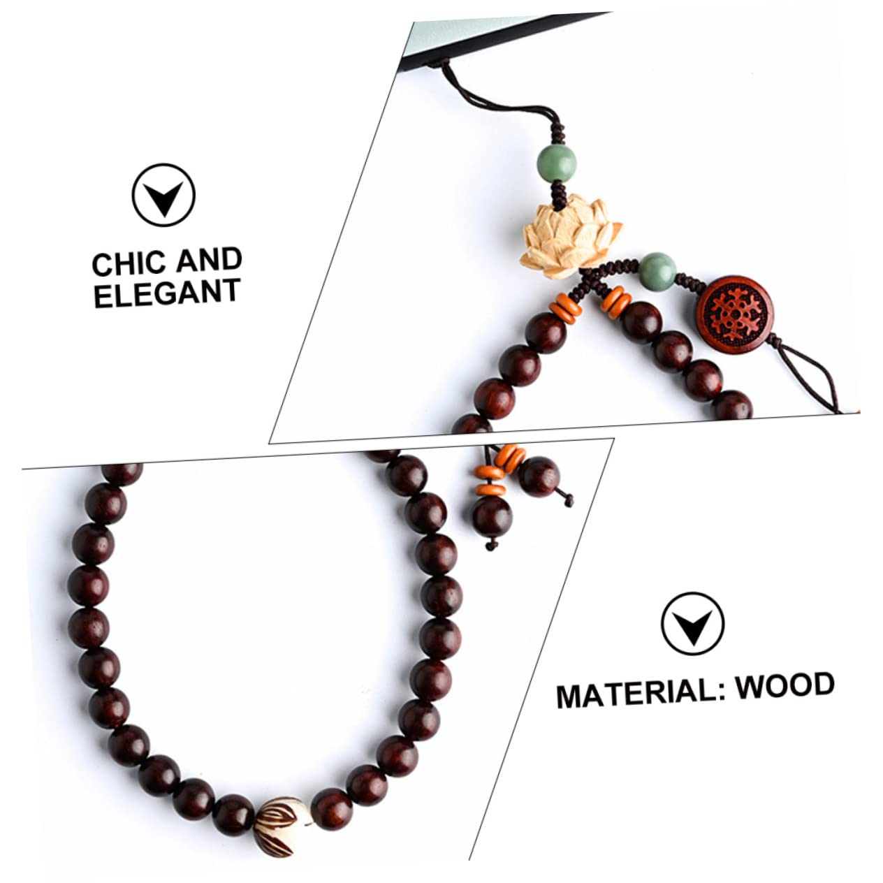 DOITOOL 3piezas Correa De Teléfono Móvil De Estilo Chino Cuentas y Lazo Para Senderismo y Actividades Al Aire Pulsera Elegante y Práctica