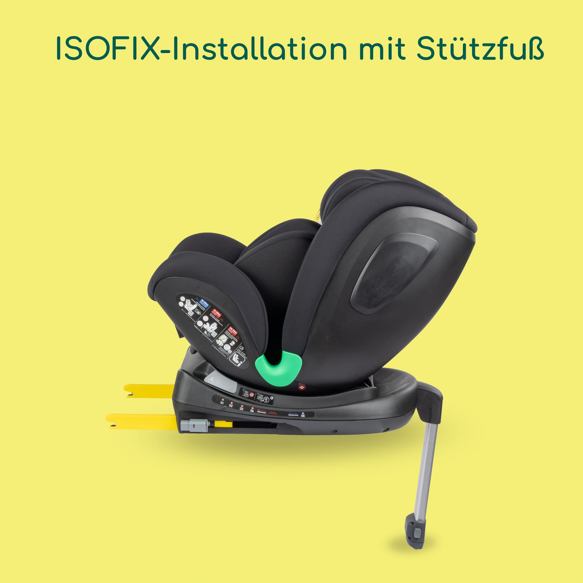 Bebeconfort EvolveFix Plus i-Size, Autositz 360 Drehbar, 0–12 Jahre, 40–150 cm, ISOFIX Kindersitz Drehbar, 10 Kopfstützenpositionen, 4 Liegepositionen, Seitenaufprallschutz, Funktionsgewebe,Black Mist