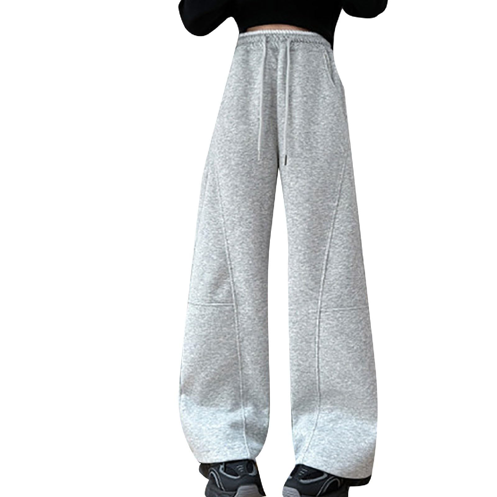 Pantaloni della tuta larghi da ragazza foderati in pile pantaloni a gamba larga per bambini morbidi caldi elastici in vita joggers comfort casual sport scuola jogging pantaloni