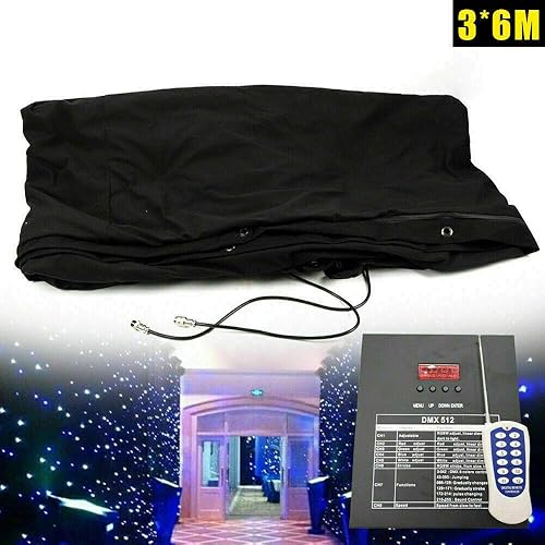 Miniatura 10 de Cortina de luces LED, telón de fondo de tela de cielo estrellado con control DMX, para decoración de bodas, fiestas de Navidad, clubes (9.8 x 6.6