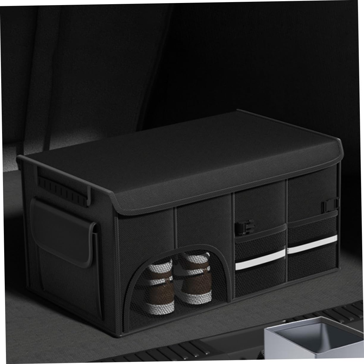 Caja Organizadora para Maletero Coche Grande Plegable Resistente Tela Oxford Multi Compartimentos Almacenamiento Suv y Camión Negro Elegante Accesorios Prácticos para Vehículo