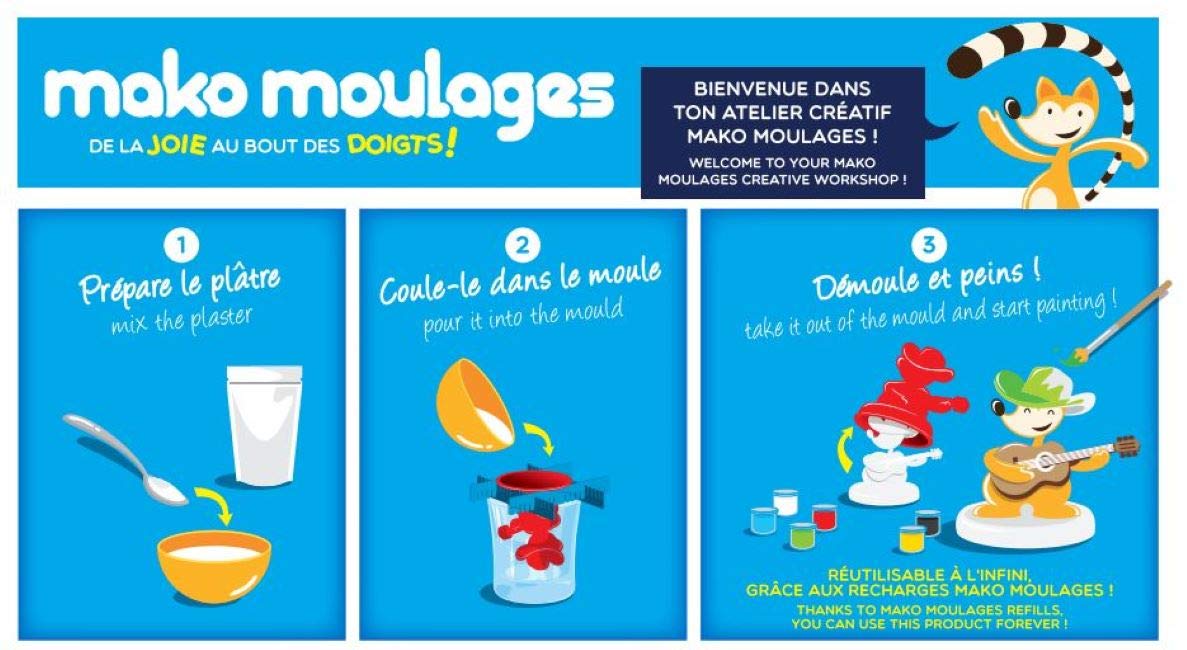 mako moulages - kit créatif 3 moules - 3 Animaux de la fôret