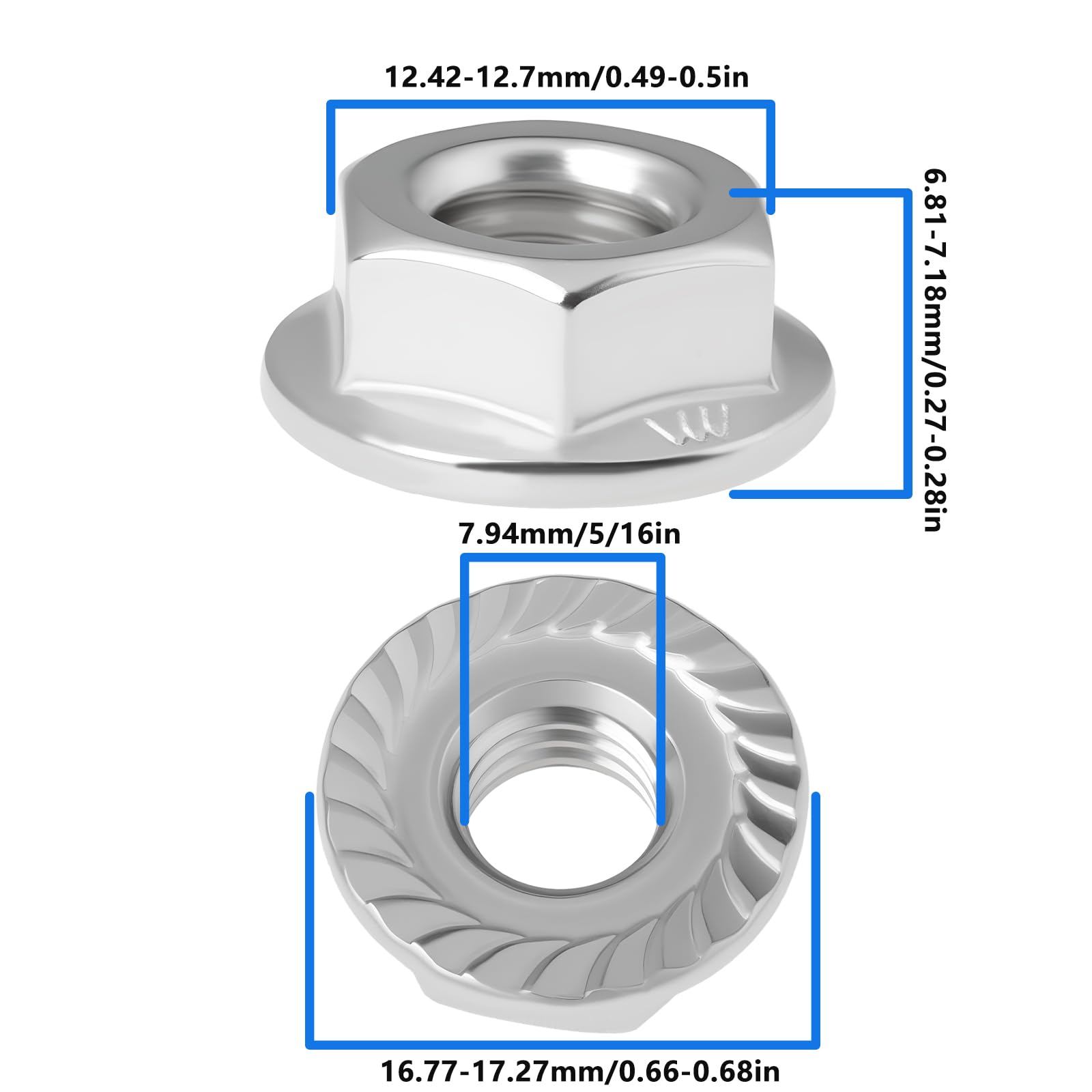 EMSea 4 Pezzi Dadi Flangiati Esagonali In Acciaio Inossidabile 5/16-24 UNF 7593 Compatibile Con Har-ley Davidson Big Twin Collettori Di Scarico