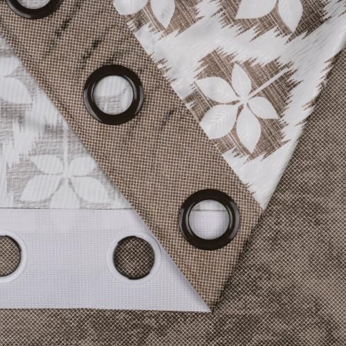 Image of Door Curtains 8 Feet Pack of 1, Floral, Coffee Brown