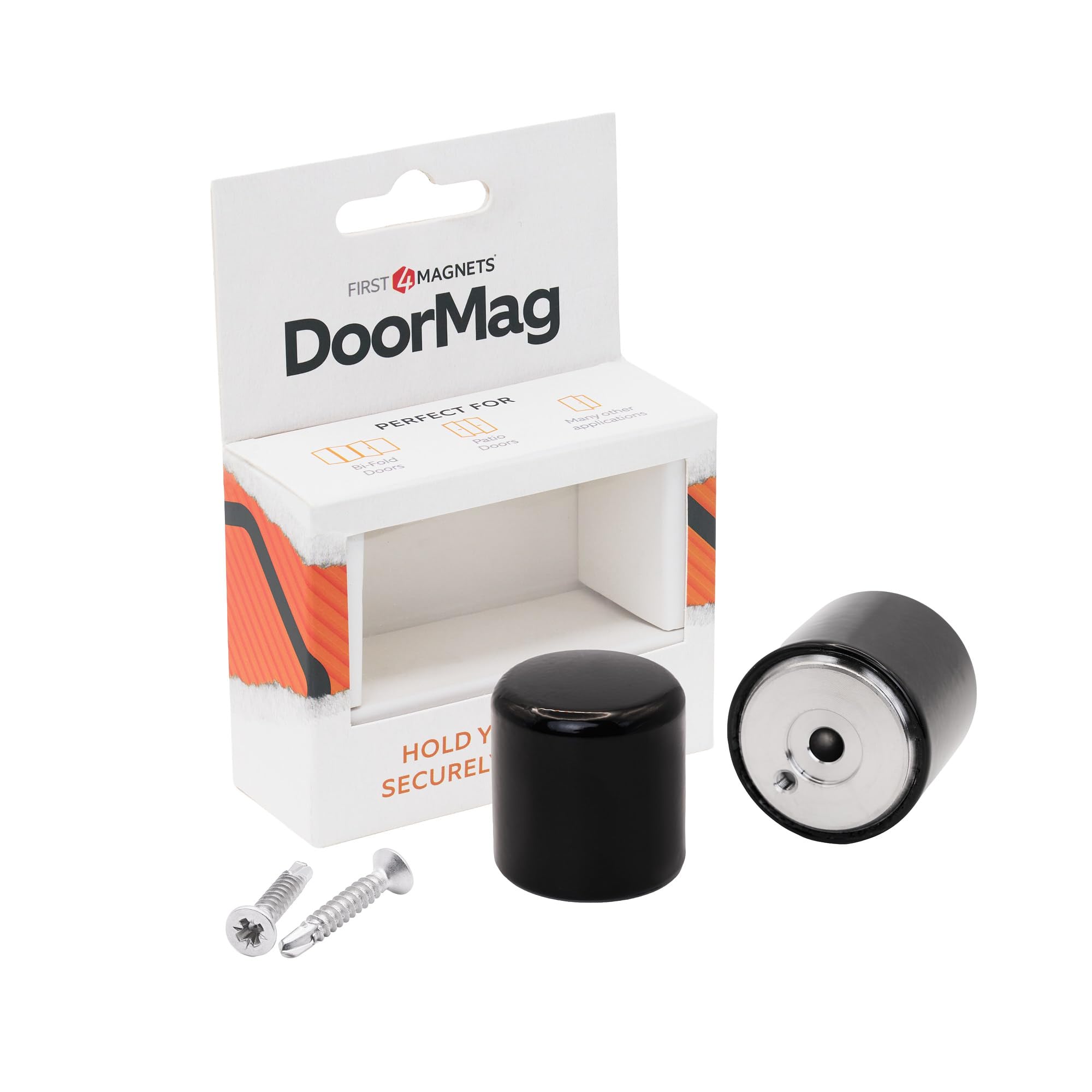 DoorMag Bifold Door Magnet, Magnetic Door Catch & Door Stop for Bi-Fold Folding Doors - Heavy Duty Magnetic Holder, Fixing Screws Included - Black