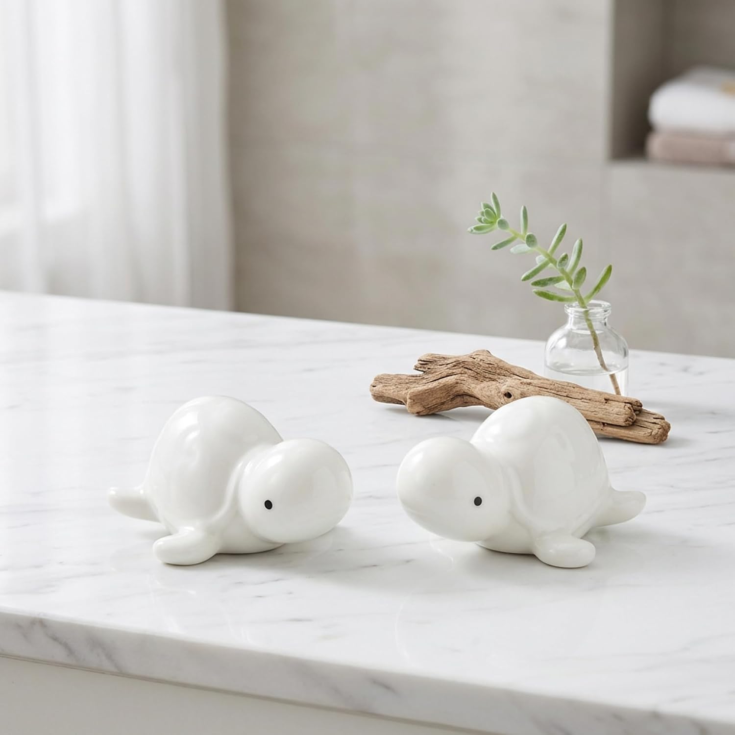 2Pcs Toilet Bolts Caps Decorative, White Sea Turtle Toilet Bolts Caps, Cute Ceramic Bathroom Decor, Fun Turtle Themed Gadgets image 4