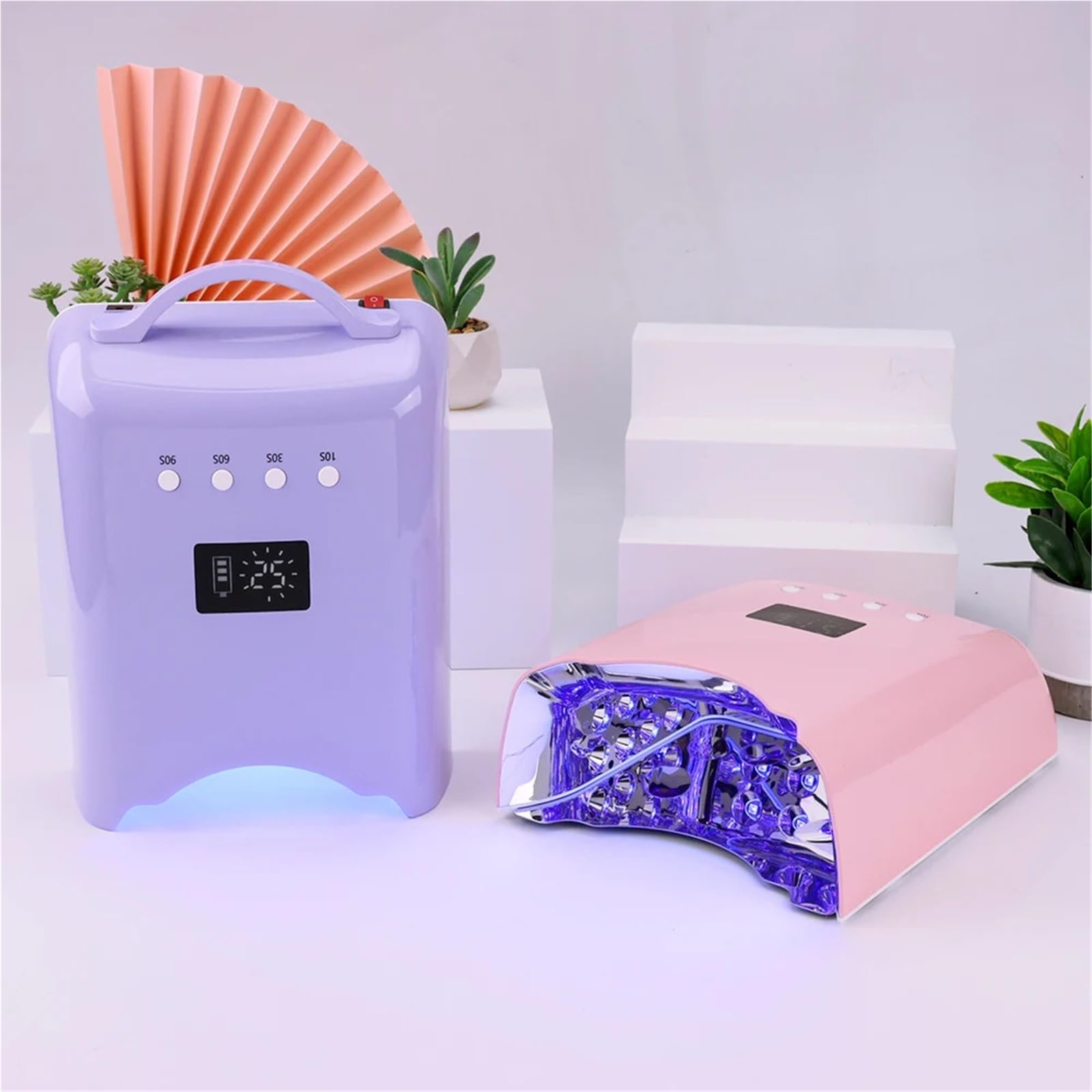 Lampa LED do paznokci, Pro 78W UV LED Lampa do paznokci Manicure Akumulatorowa Suszarka Do Utwardzania Lakieru Żelowego Światła(Wit)