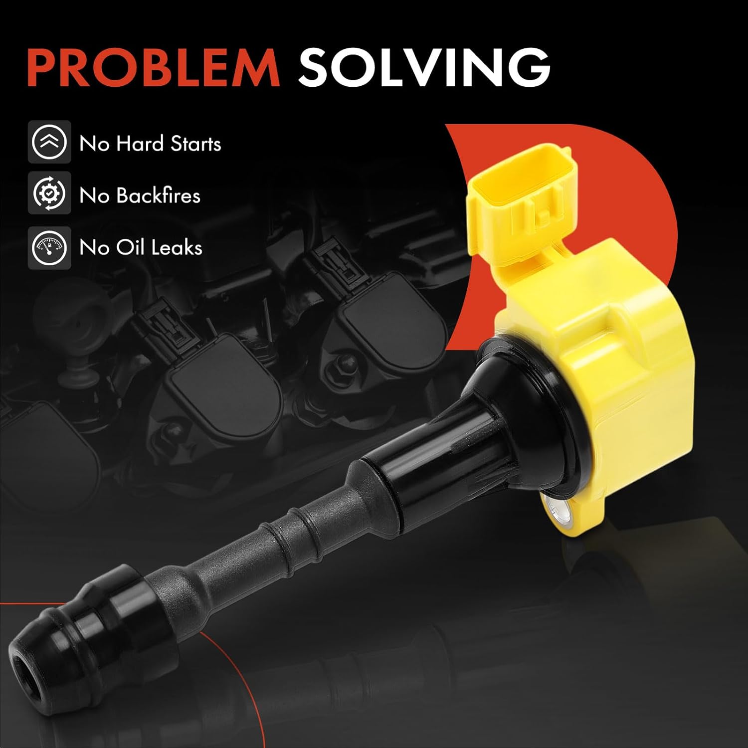A-Premium Engine Ignition Coil Pack Compatible with Nissan Altima, Frontier, Murano, Pathfinder, Maxima, Xterra, Quest, NV1500, NV2500, NV3500 & Suzuki Equator & Infiniti I35, QX4, Yellow, Set of 6