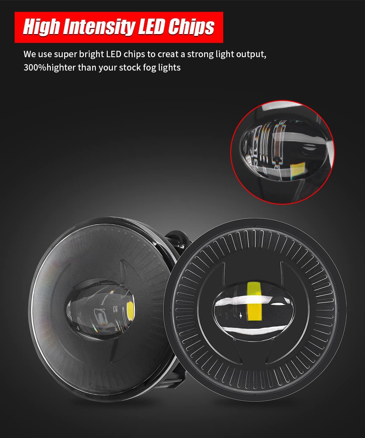 Led Fog Lights 5202 for Chevy(Chevrolet) 10-13 Camaro/07-14 Suburban/Tahoe/07-13 Avalanche/15-16 Colorado/15 Silverado/GMC Acadia/Yukon/Yukon 2020 New version Led Headlamp Pair Black