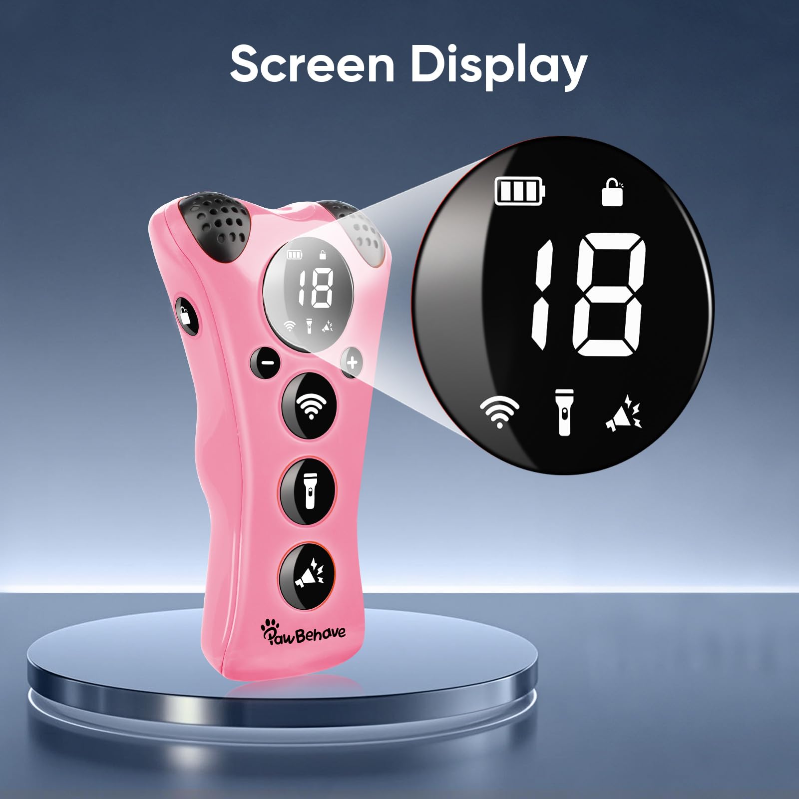 PawBehave Entrenador ultrasónico ajustable para perros, el primer corrector de comportamiento de mascotas de frecuencia variable del mundo con 10 niveles de ultrasonido, 18 silbatos para perros, luz