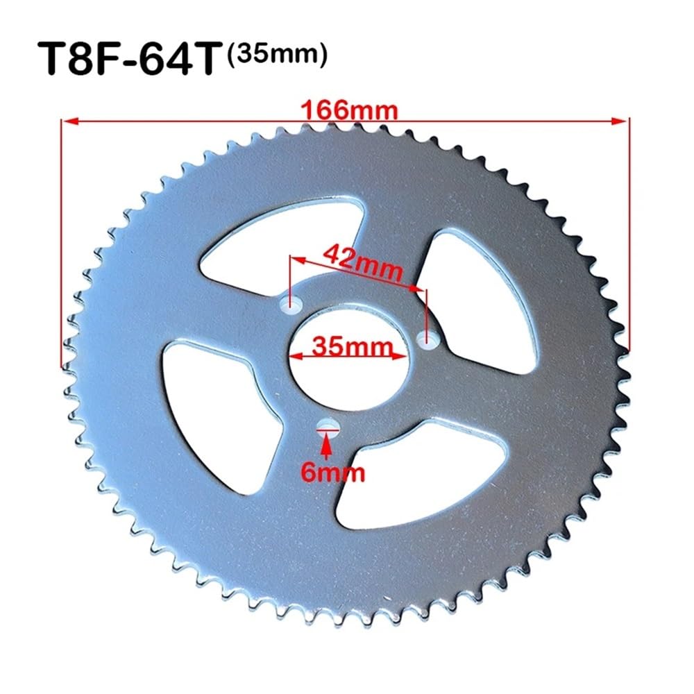 T8F38T/44T/54T/58T/64T/74T zähne hinten kettenrad Fit for MiN Moto ATV ATV QUAD QUAD DIRT PIT PITP POCKET BIKE CROSS 47cc 49cc pa(T8F-64T-35MM)