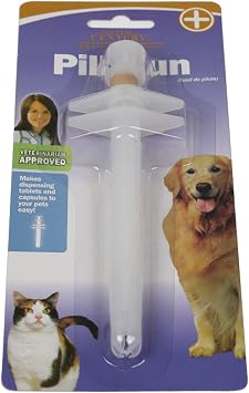 Yuly Pet Pill Injector for Cats & Dogs, Safe & Durable Plastic, White, 1 Compartment