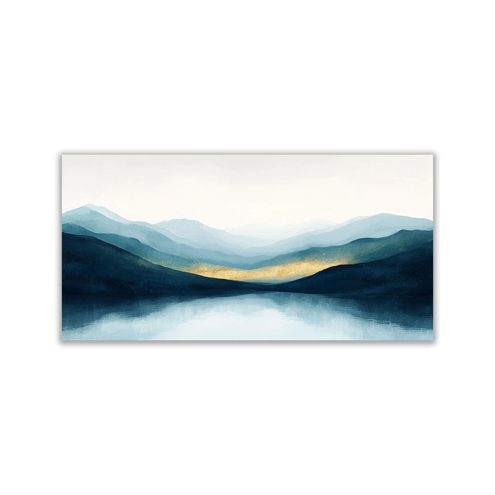 WIKEO Beach Pictures on Canvas Wall Art Abstract Mountains Ocean Modern Prints Seaview Landscape Artwork - for Living Room Bedroom Home Office Wall Decoration(Blue 2)-70x140cm Unframed