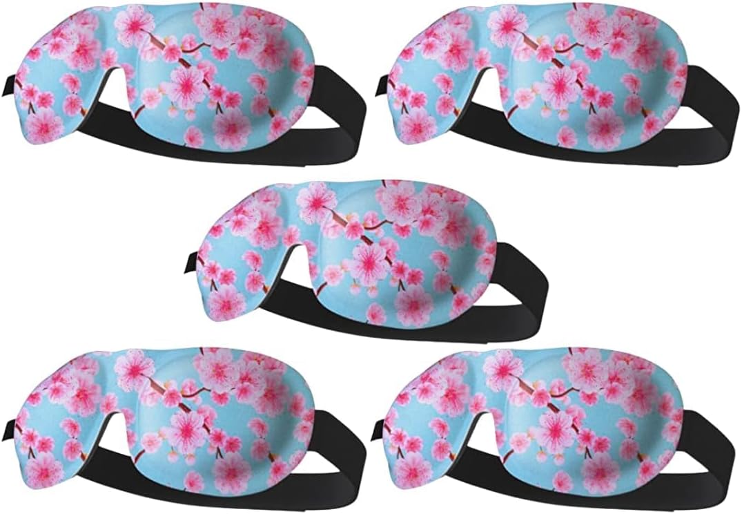SMUG 100% Blackout Sleep & Eye Mask - Eyelash Extension Friendly - Eye Masks for Sleeping - Sleep Masks for Women & Men - Straps for Dream Comfort & Adjustability - Cherry Blossom 5-Pack