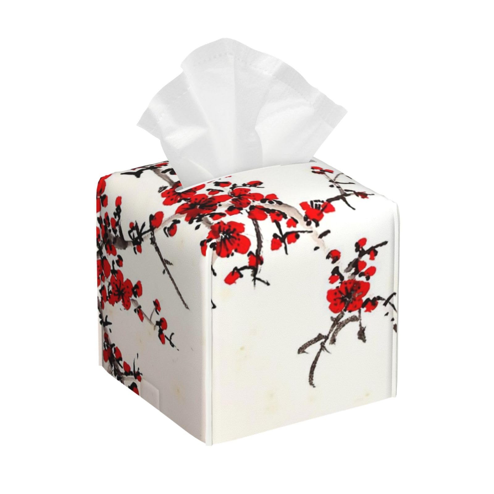 Cherry Painting PVC Cube Tissue Pack for Home Office Bathroom Use