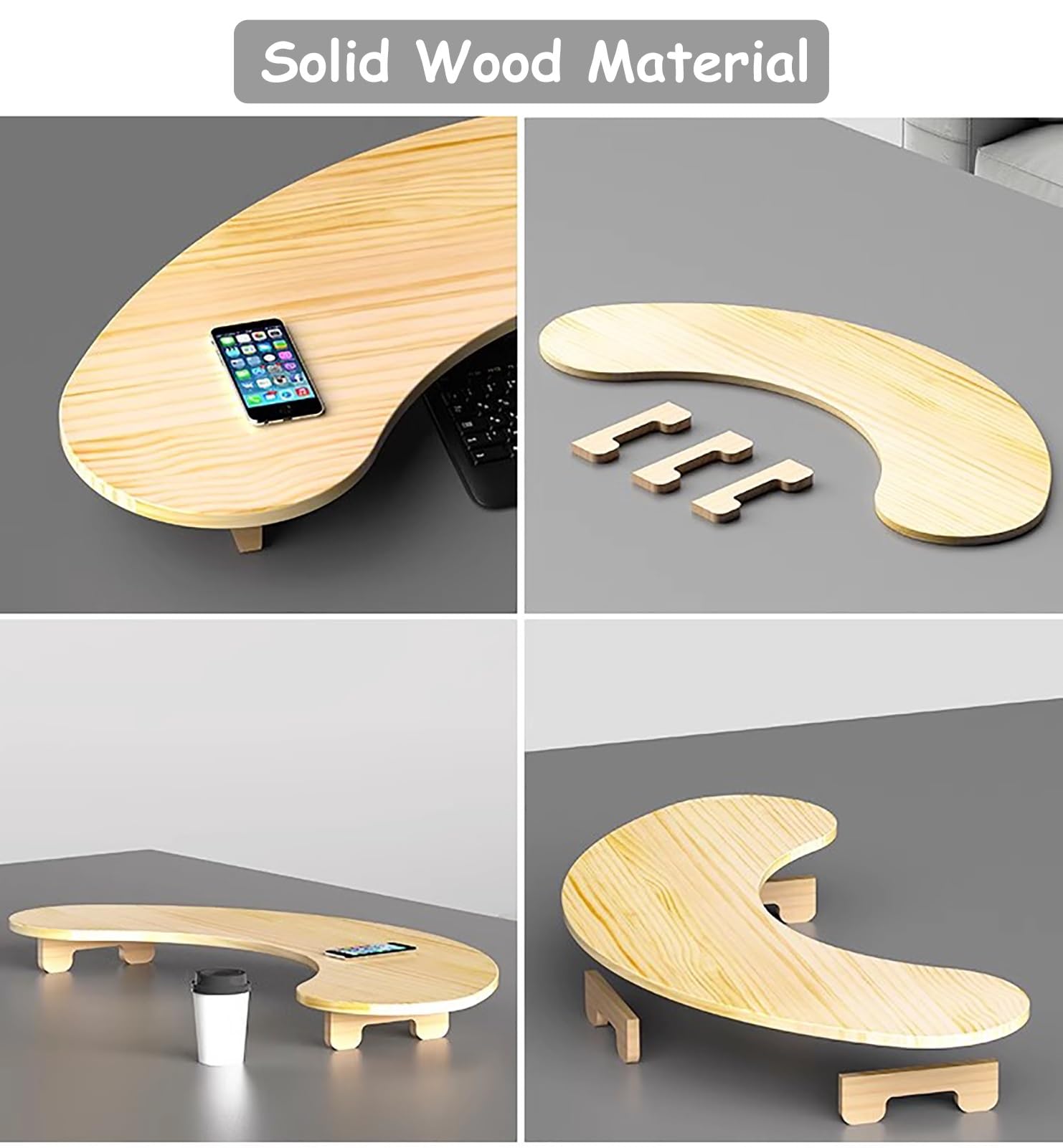 Podstawka narożna pod monitor, podwójna podstawka pod monitor, 2 monitory, solidny drewniany stojak pod komputer, zaokrąglona półka narożna, ergonomiczna półka na laptopa do przech