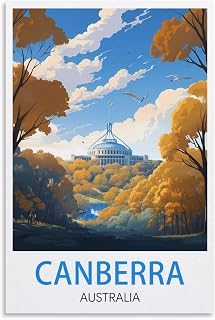 BEXYQVRI Canberra Australia Vintage Travel Posters 08x12inch(20x30cm) Canvas Wall Art Print Picture Paintings for Living Room Bedroom Decor