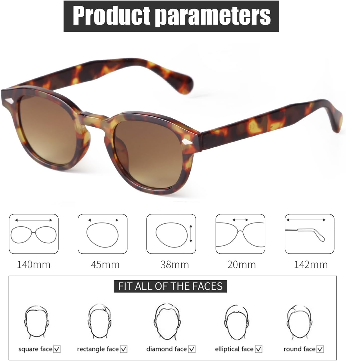 ADE WU Retro Round Sunglasses for Women Men Vintage Small Circle Frame Tinted Sun Glasses Unisex Stylish 46mm - Image 5