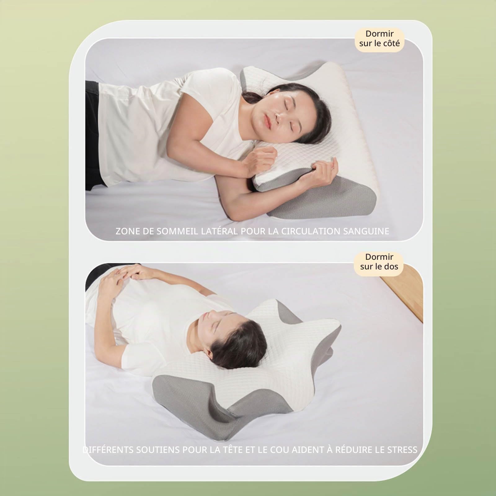 Xintianwang Oreiller Ergonomique Cervical, Dites Adieu Aux Douleurs Cervicales avec L’Oreiller,Ergonomique en Mousse à Mémoire De Forme 2 en 1, pour Sommeil Latéral Et Dorsal (Noir)