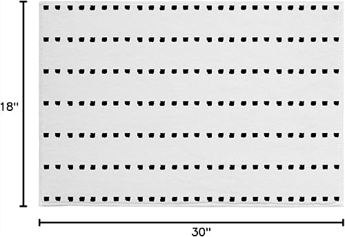 Miniatura 2 de Tapete bohemio para puerta de entrada interior, antideslizante, con lunares geométricos en blanco y negro, lavable, tapete absorbente para