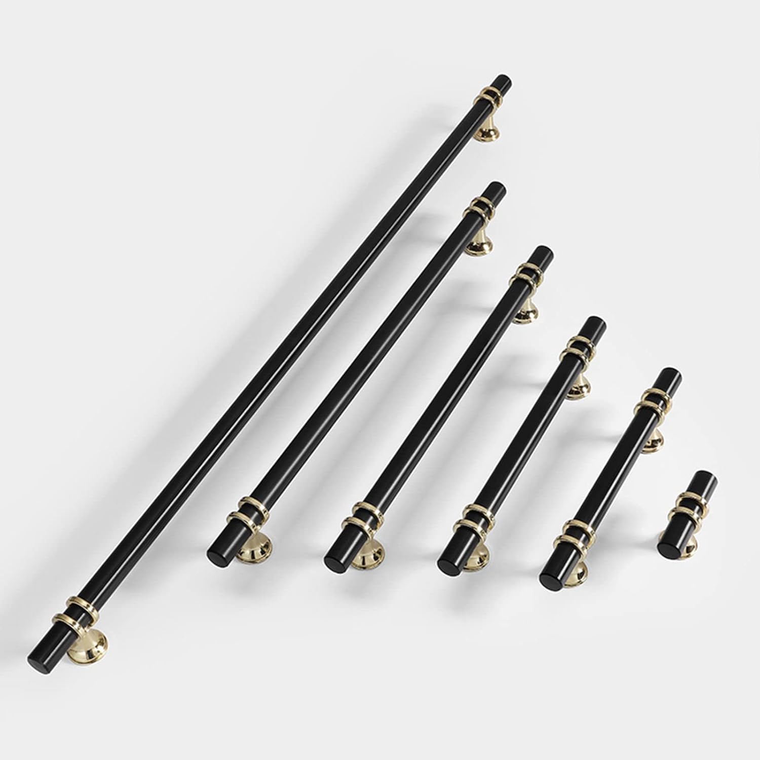 2 Packs Pulls Wardrobe Door Handle Simple Gold Drawer Handle A Variety of Specifications to Choose From-27.8CM-Black