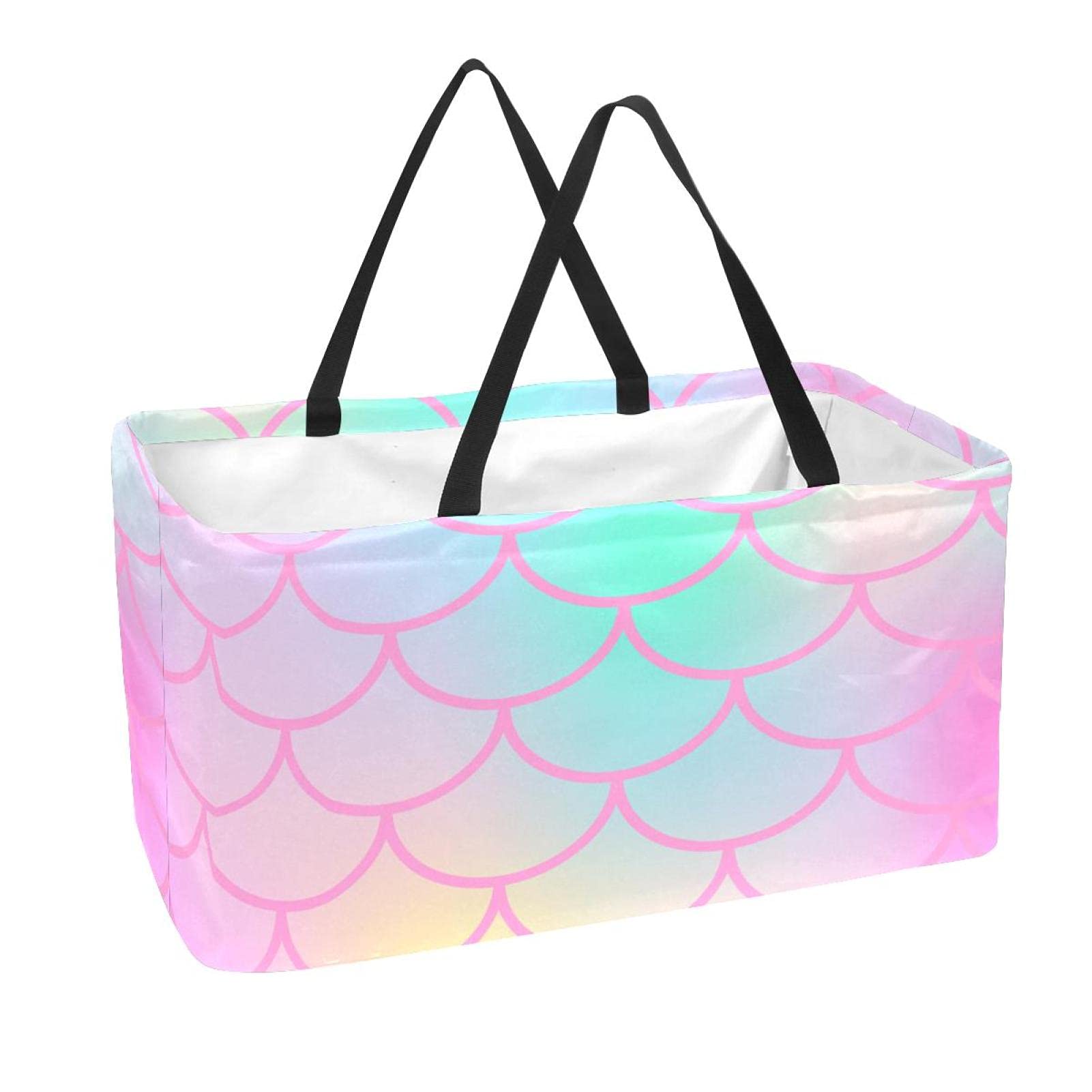 Panier d'épicerie pliable océan réutilisable grand format lavable bleu