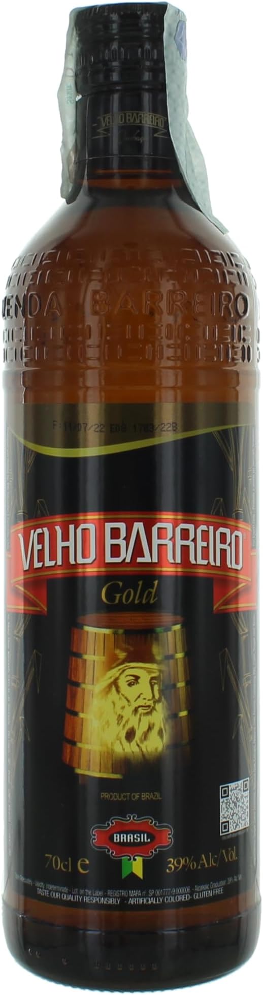 Velho Barreiro Cachaca Gold, 70 cl