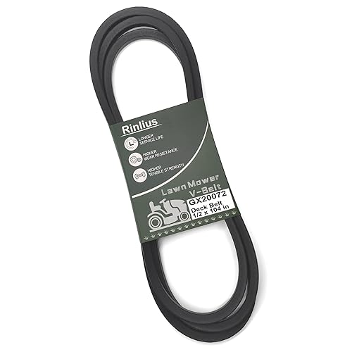 Rinlius GX20072 - Cinturón de cubierta de cortacésped (12" x 104") para John Deere LA105 LA115 L110 D110 L100 L130 L1742 D100 D120 D130 con cubierta