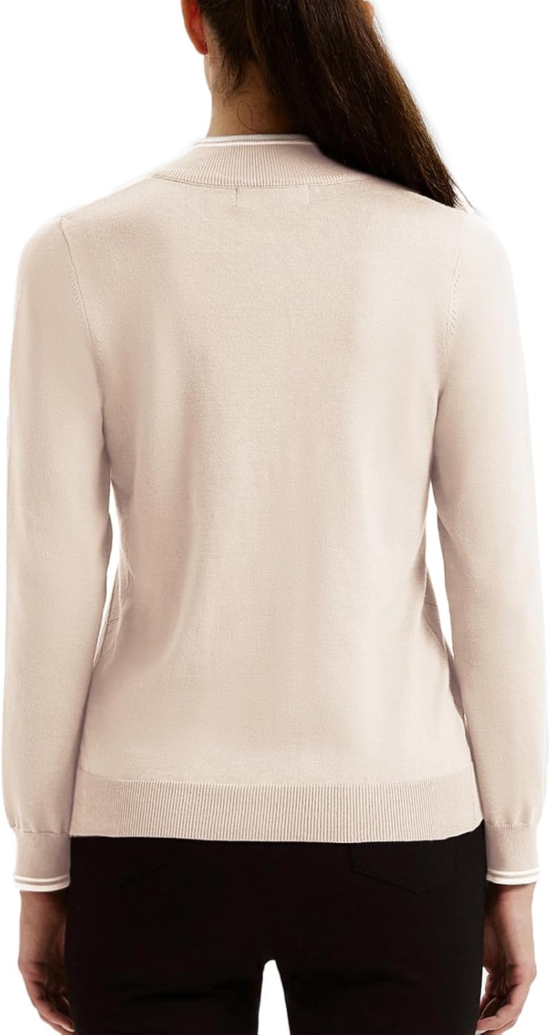 JACK SMITH Pullover Sweaters for Women Long Sleeve Argyle Quarter Zipper Collar Polo Sweater Ribbed Knit Golf Tops - Image 6