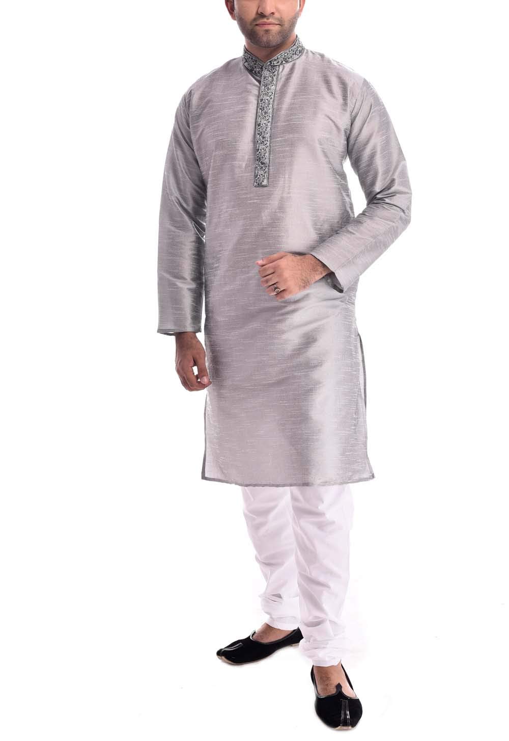 royal kurta Royal Kurt Mens Silk Blend Self Design Kurta Pyjama-picture-8