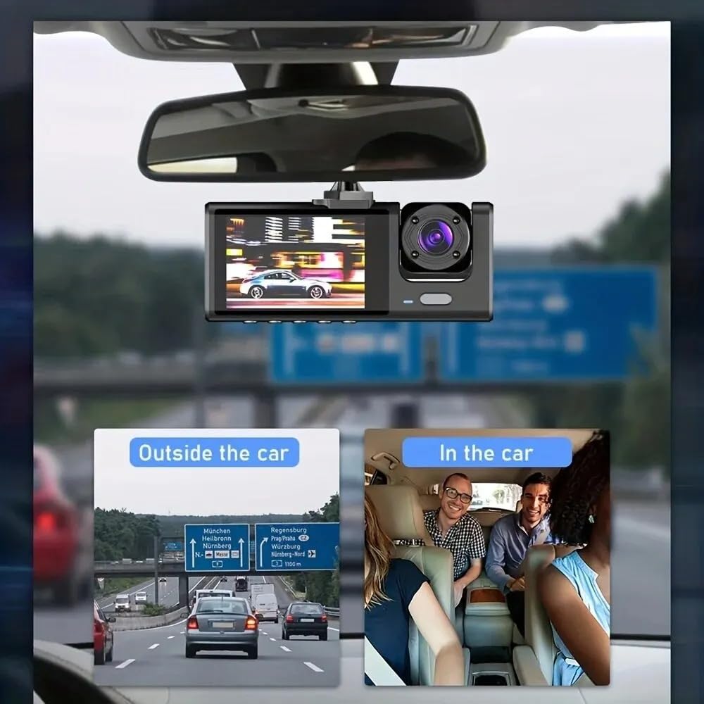 Dashcam Wi-fi Auto, Telecamera per auto con APP Integrata Fronte Retro Full HD DVR 1080P, Grandangolo 170° WRD con Schermo 2'', Visione Notturna Rilevazione del Movimento, Controllo da Smartphone