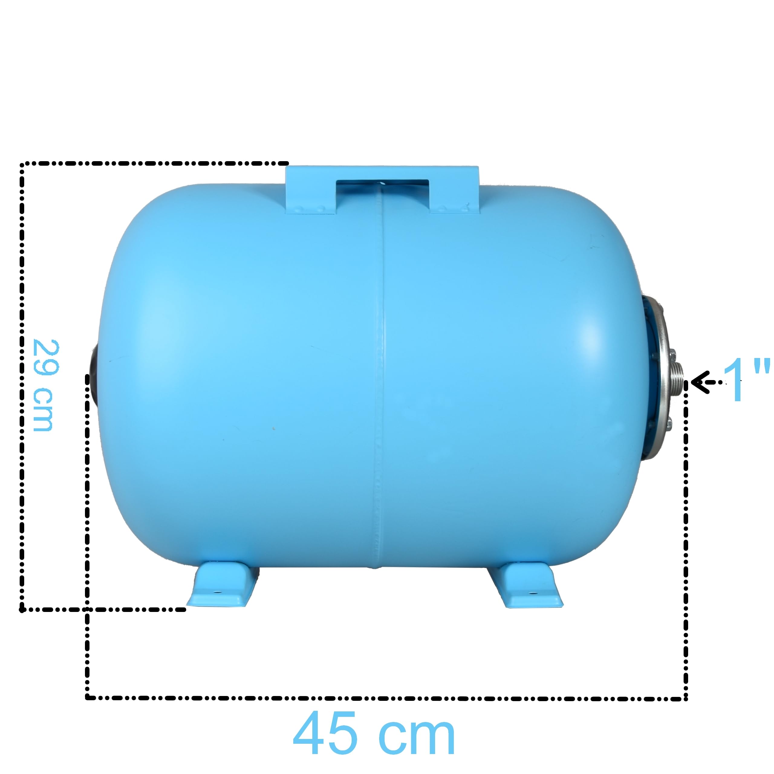 Serbatoio a Pressione 24L - per Impianti Idrici e Sistemi Autoclave - con Membrana EPDM - Vaso di Espansione - per Pompa Domestica Pompa per Pozzo - Attacco da 1" - Acciaio - Orizzontale 24 Litri