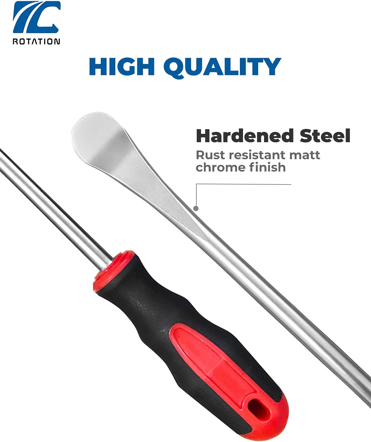 ROTATION Tire Lever, 14.5 Inch Extra Long Steel Tool for Bike, Motorcycle, Lawn Mower, Tire Removal Tool