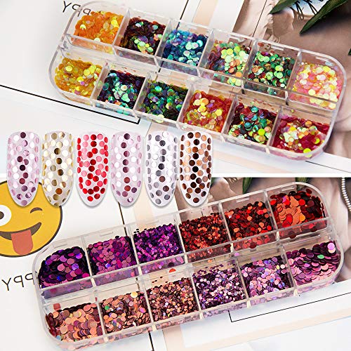EBANKU 7 Boxen Nagel Pailletten Glitter Runde, ultradünne bunte Festival Gesicht Körper Haar Nail Art Glitter Aufkleber… – Bild 8
