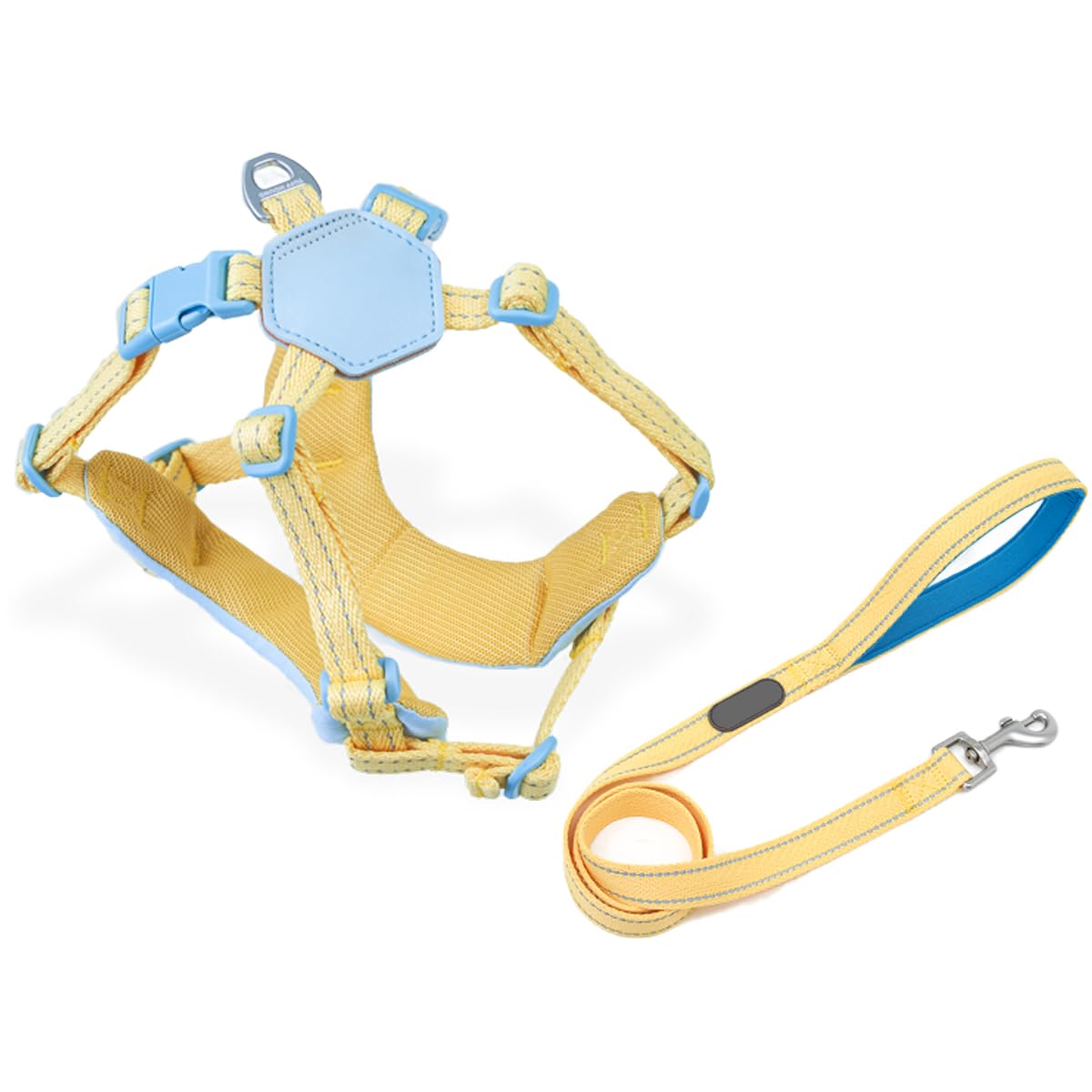 Dog Harness with Leash – No Pull Reflective Adjustable Vest Harness, Secure for Medium Dogs, Light Blue, Size M