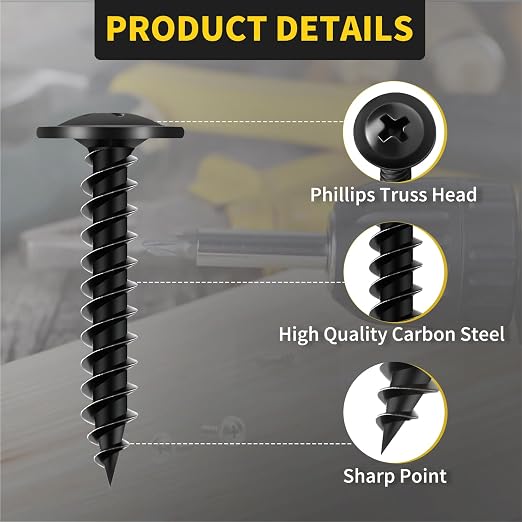 Truss Head Wood Screws 220Pcs Assortment Kit, FIXLINK #8 Assorted Screws | Contains 8 Sizes (2”,1-5/8”,1-1/2”,1-1/4”,1”,3/4”,5/8”,1/2”) E-Coated High Hardness Screws Set Furniture & Woodworking miniatura 2